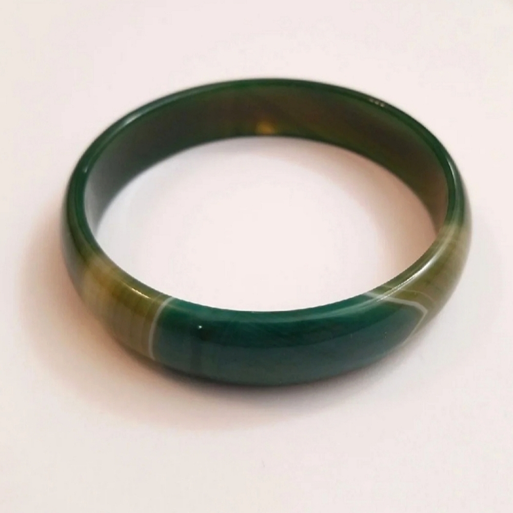 Solid Agate Bangle Bracelet Green - image 1